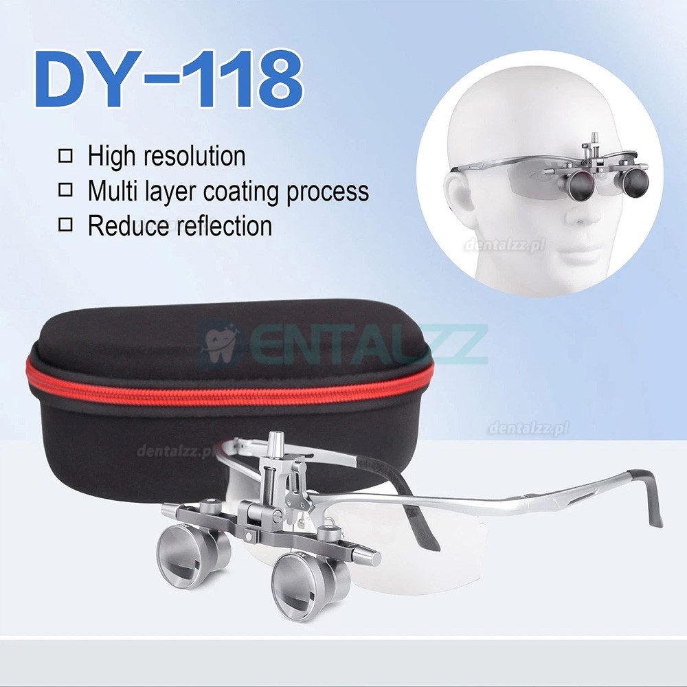 DY-118 Lupy Stomatologiczne 2.5X 450 mm Aluminiowa Oprawa Regulowany Rozstaw Źrenic